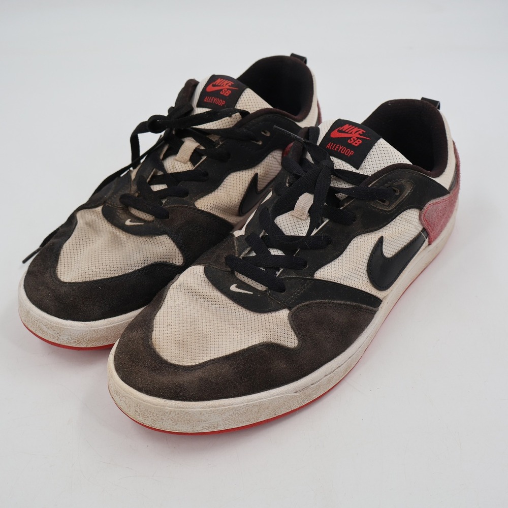 Nike SB Alleyoop Skate Shoes Mens 12 White Black Red Suede Mesh CJ0882-102